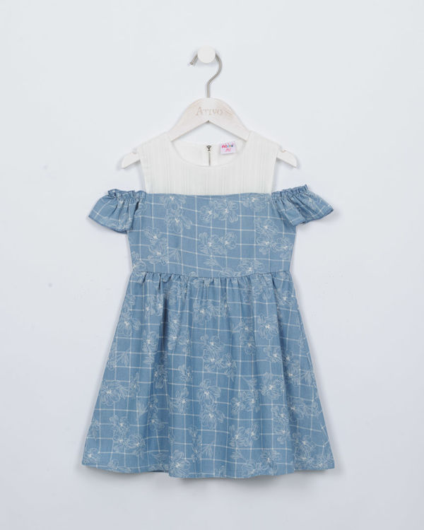 Picture of JH4483 HIGH QUALITY COTTON DENIM LOOK GIRLS DRESS